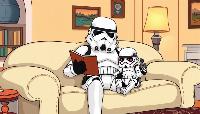 a_humorous__cartoon_style_scene_where_a_stormtrooper_with_exaggerated__comical_proportions_is_sitting_on_a_plush__oversized_couch__telling_a-6161c88f-f5d8-49c6-b275-707cdbd4a8ea.webp