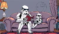 a_humorous__manga_style_scene_where_a_stormtrooper_is_sitting_on_a_plush__exaggeratedly_oversized_couch__telling_a_story_to_a-16770d23-32c1-4fa8-892b-a48245d29b84.webp