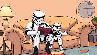 a_humorous__manga_style_scene_where_a_stormtrooper_is_sitting_on_a_plush__exaggeratedly_oversized_couch__telling_a_story_to_a-369bafcf-7125-4e38-82af-73f44256015d.webp